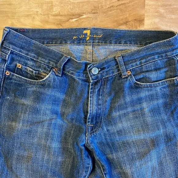 Seven 7 For All Mankind Blue Denim Bootcut Jeans Men's Size 31, Medium Dark Wash - Picture 3 of 5